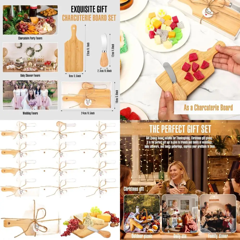 

Bamboo Mini Charcuterie Set with Knife for Bridal Shower, Baby Shower, and Christmas Party Gifts