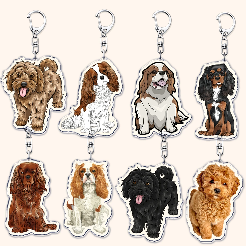 Cavalier King Charles Spaniel Dog Keychains for Accessories Bag Key Chain Ring Jewelry Pet Puppy Lover Animal Gifts Keyrings