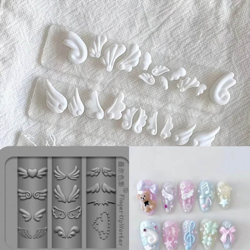 Y2K Mini Niedliche Schmetterlingsflügel Noten Schleife 3D Nagelkunst Dekorationen Transparente Silikonform für Nagelkunst – Detail 4
