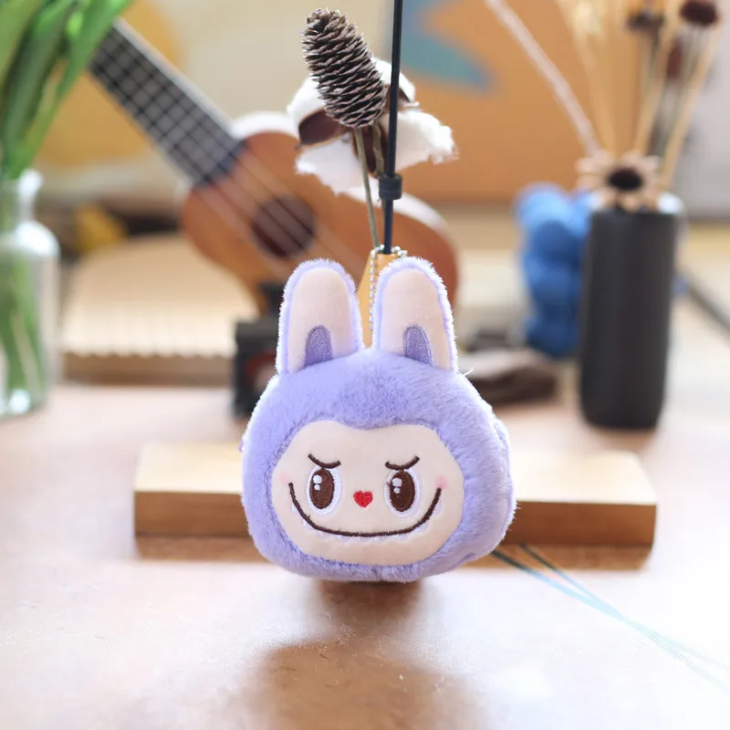 Pendentif en peluche Labubu, pièce de monnaie, hectare, mignon, dessin animé, poupée, breloque pour sac, chaîne continent, cadeau personnalisé