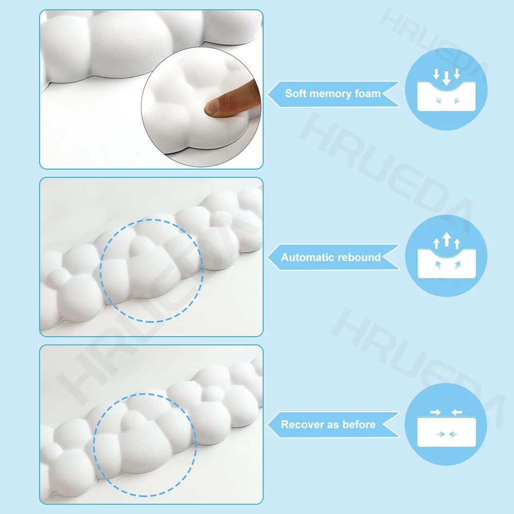 Wrist Rest Mouse pad Cloud Soft Memory Foam Wrist Support Cushion for Easy Typing Pain Relief Ergonomic Anti-Slip Wrist Rest
