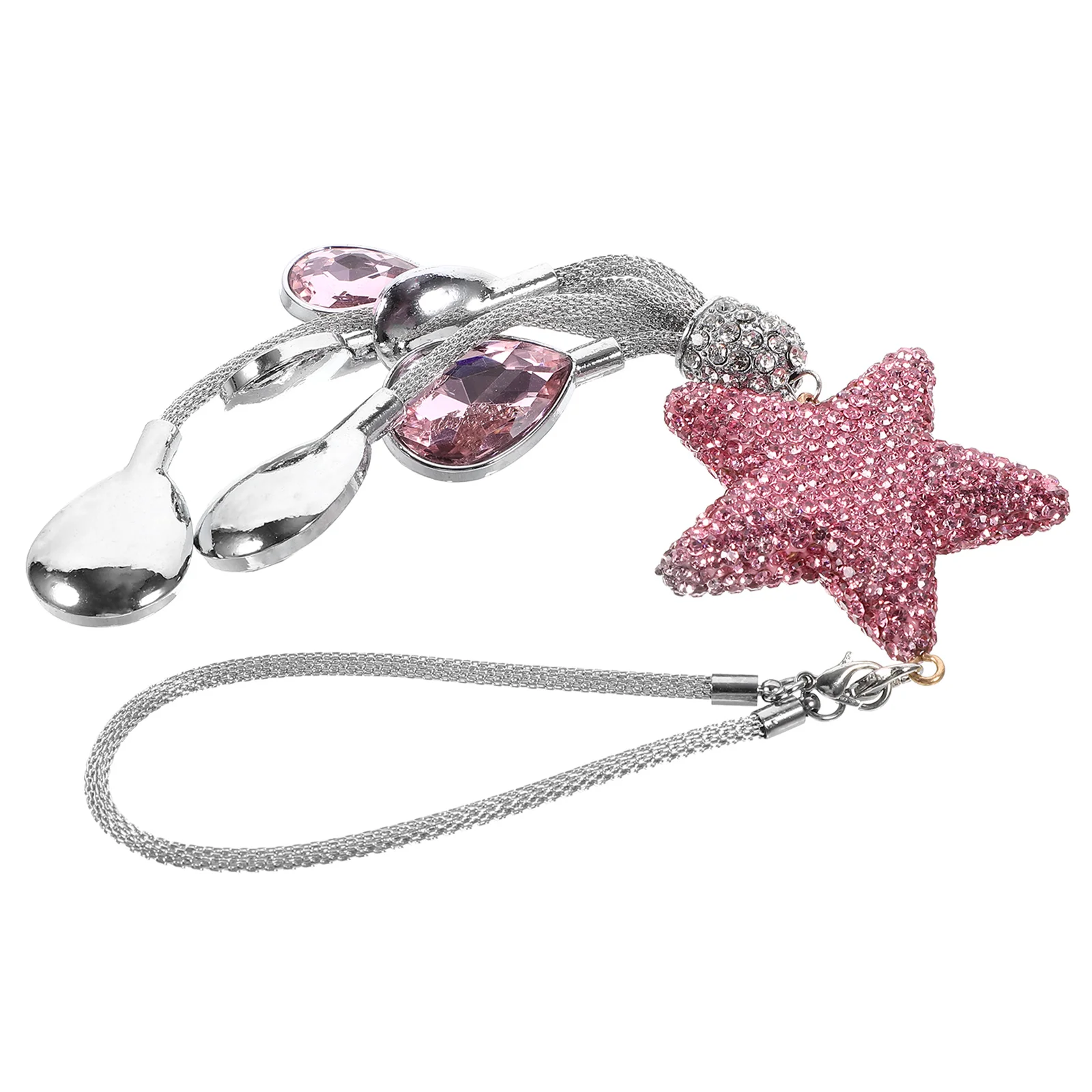 

Rearview Mirror Hanging Decor Pink Crystal Star Shaped Car Pendant Bling Accessories Car Interior Decoration Non Fading Durable