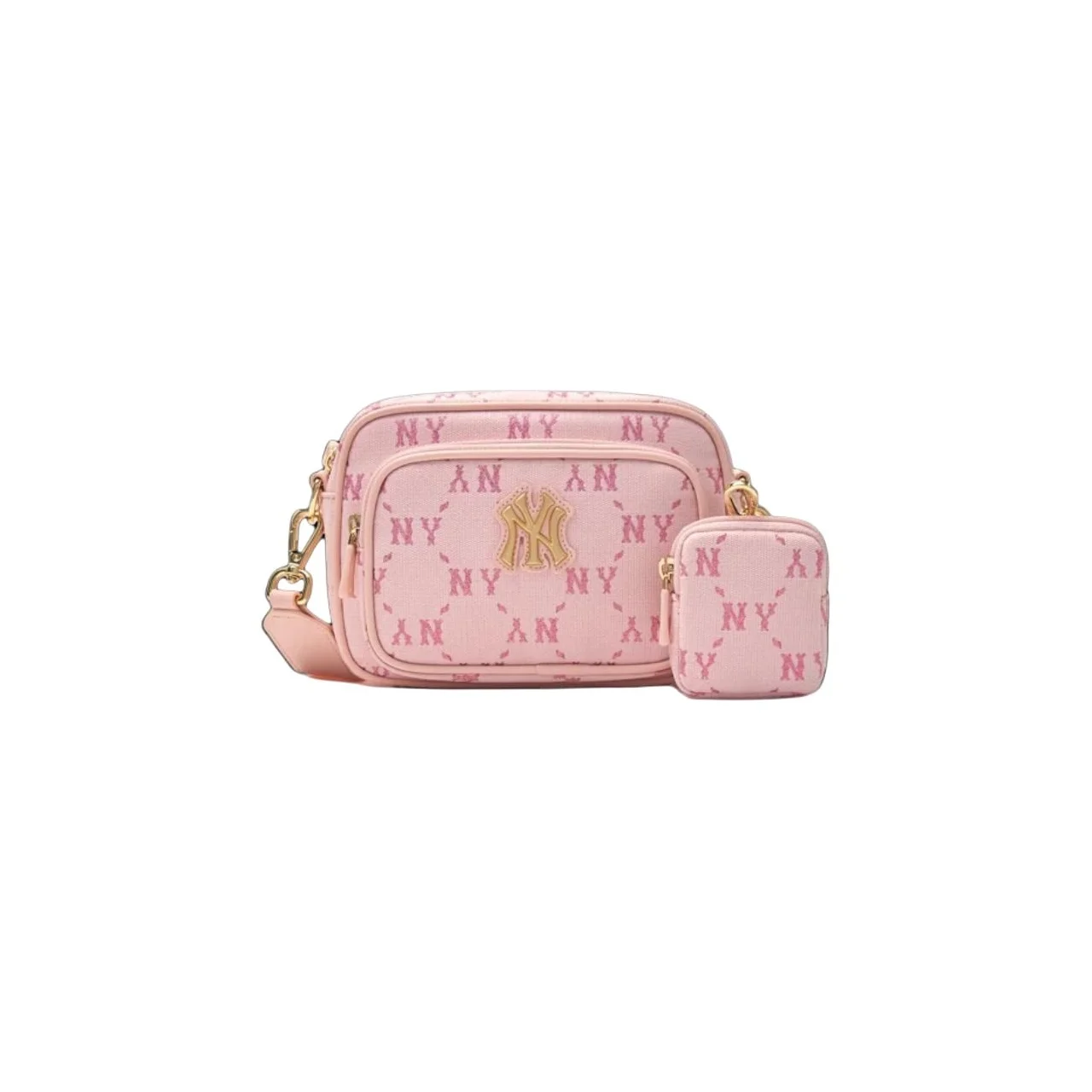 Bolsa de Câmera de Poliéster MLB New York Yankees, Bolsa Combo, Bolsa de Ombro, Bolsa Transversal Regular Feminina Rosa