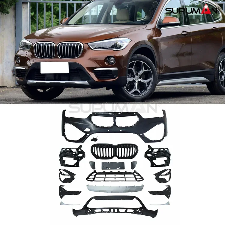 SPM diffuser spoiler side skirt Front Bumper Face Kit for BMW X1 F48 body kit accessories Plastic ABS Material 2015+