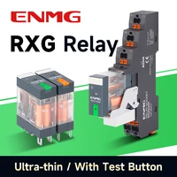 ENMG RXG Relé de potencia delgado 12A 24VDC/220VAC Bobina, relé industrial de montaje en carril DIN para sistema de control PLC
