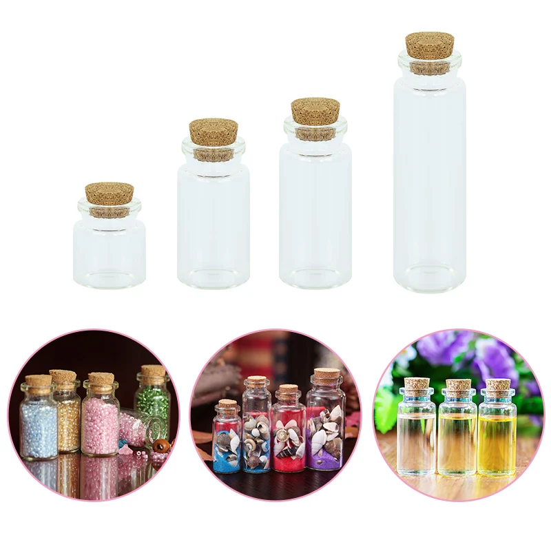 

5Pcs Mini Empty Clear Glass Bottle Jars With Corks Stopper Lucky Drifting Wish Bottles Message Vial Ornaments Jewelry Containers