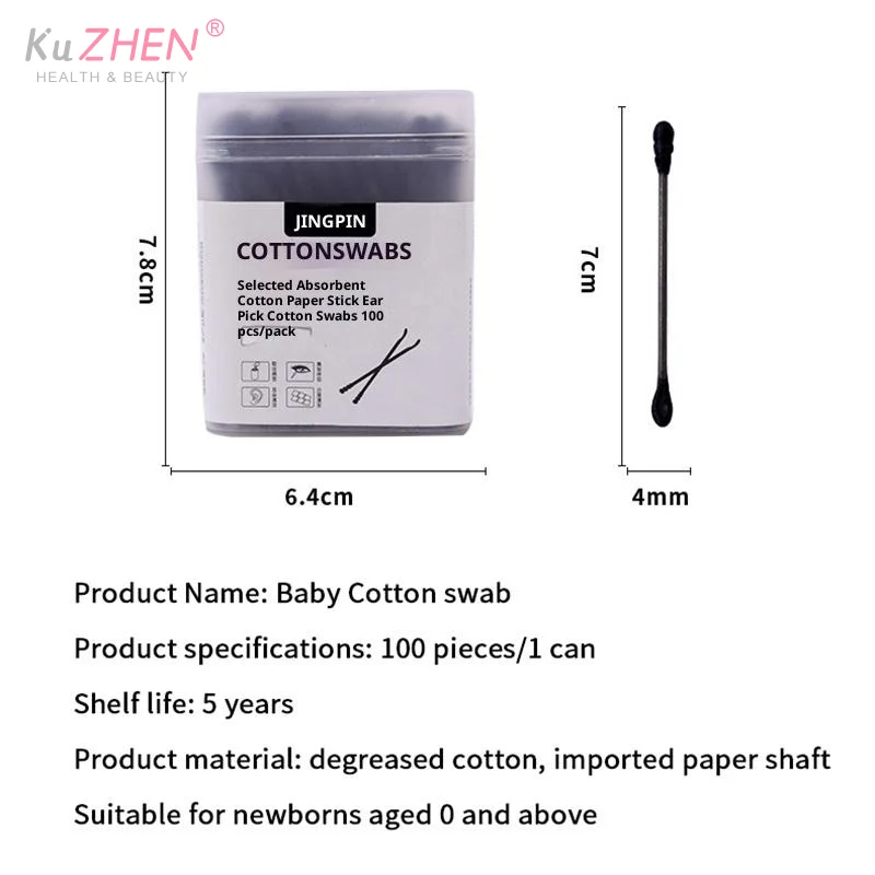 100 قطعة/صندوق مزدوج الرأس ماصة أعواد قطنية عصا الأذن ملعقة الأذن ماكياج نظيف مانيكير مسحات القطن أدوات تنظيف المتاح