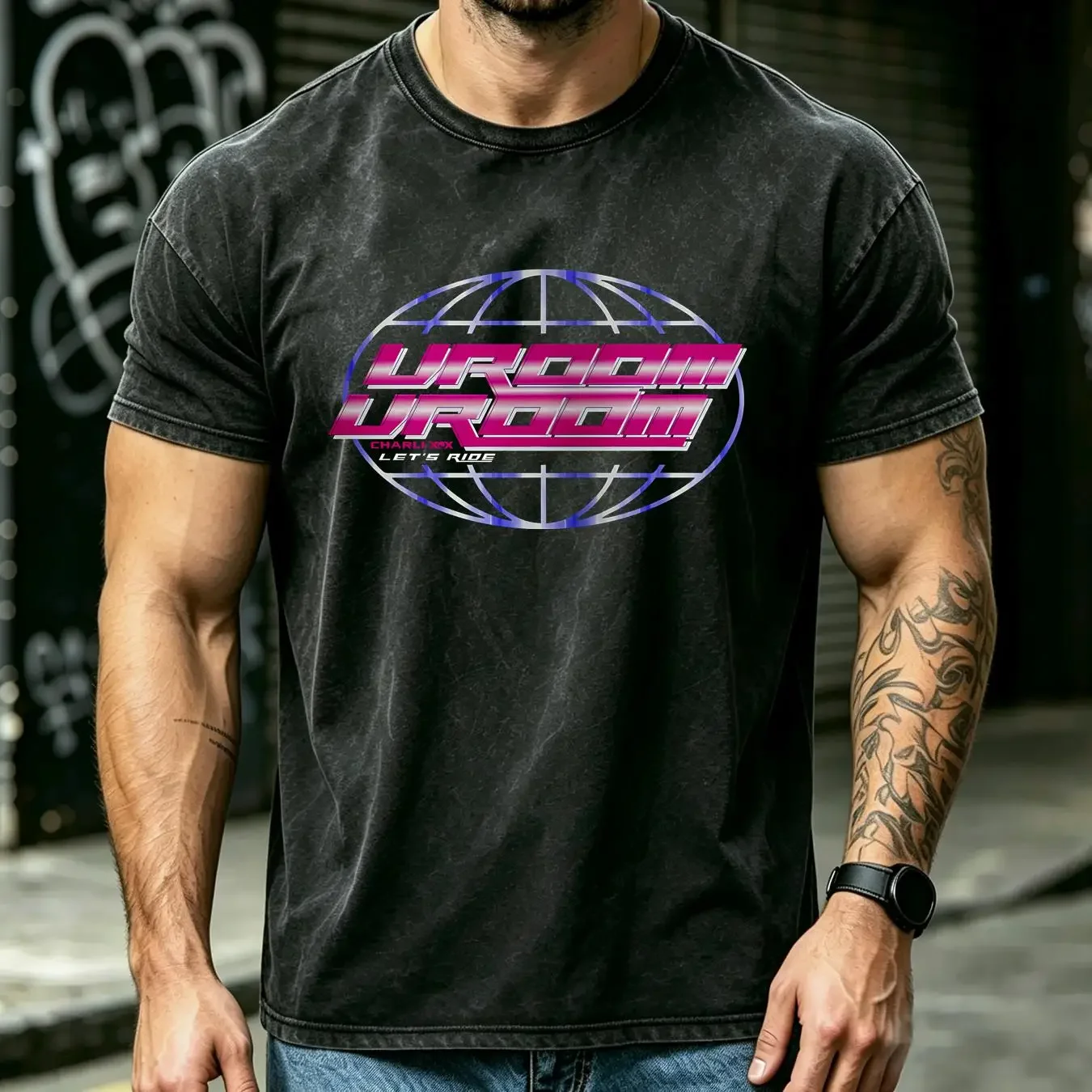 washed T Shirt Charli XCX Retro Vrom Inspired 90's long or short sleeves vintage Washed Soft Versatile Slightly Casual homme