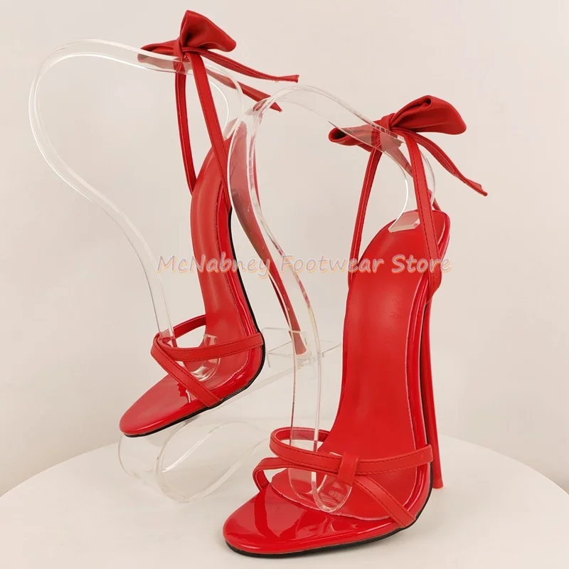 Босоножки на очень высоком каблуке 15 см с украшением в виде банта, с острым носком, в одну полоску, абсолютно потрясающая летняя обувь ручной работы