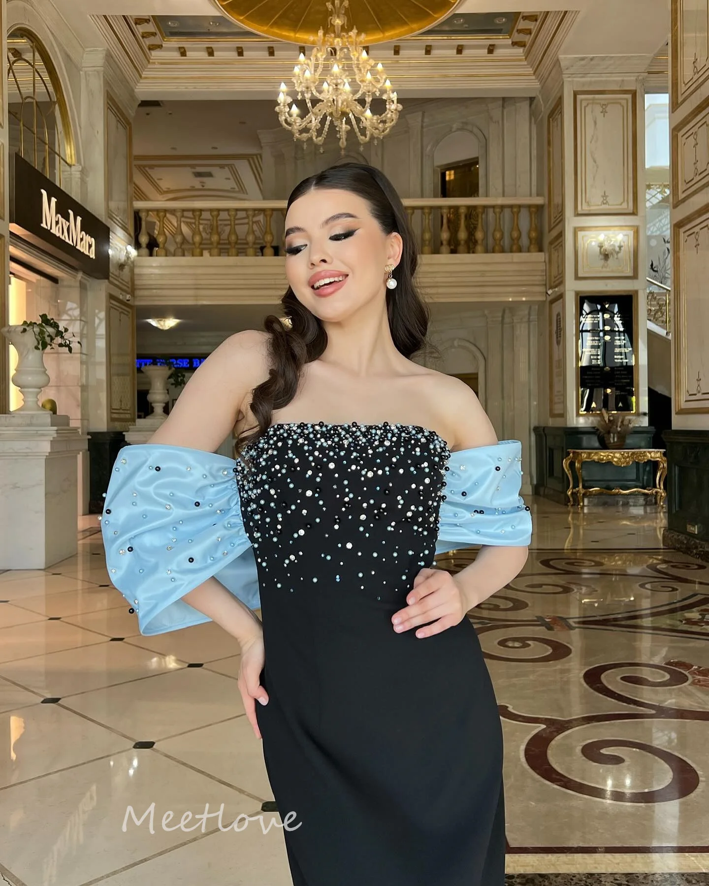 Meetlove-vestidos De graduación sin tirantes, cola De barrido con cuentas, Espalda descubierta, vestidos De noche formales personalizables para ocasiones, batas De Arabia 2024