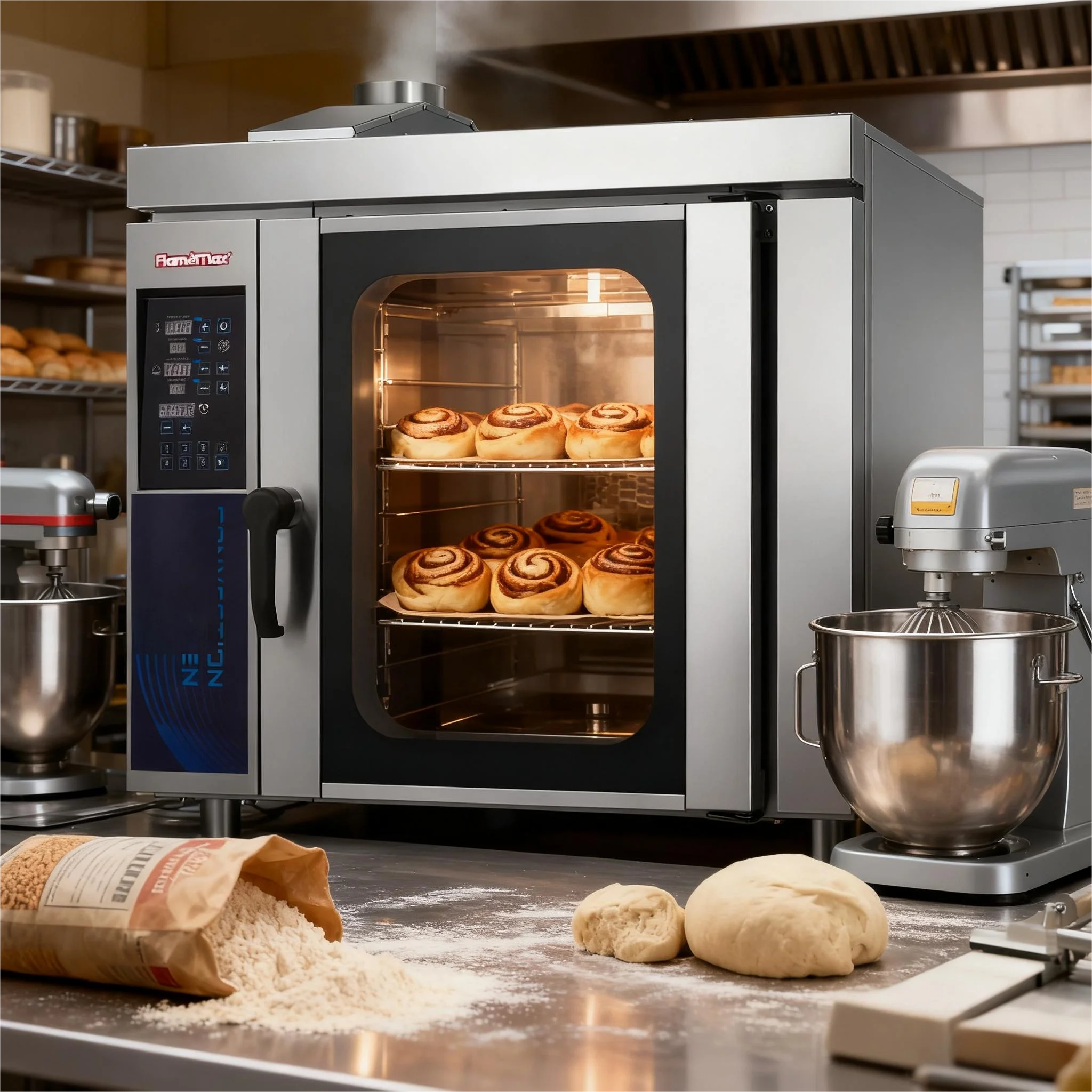 5 Pan Removable Steam Rapid Baking Combination Hot Air Gas Convection Oven With Timer