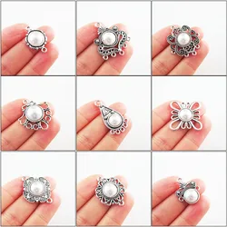 Fashion New Flower Cross Knot Crown Teardrop Charms White Plastic Pendants Connectors Tibetan Silver Plated