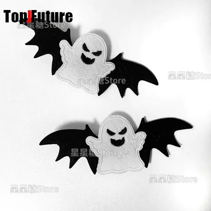 Gothic dark punk Subculture Abi y2k Millennium Hot Girl lovely Devil Bat Ghost Halloween Black and White hairgrips Hairpin clip 