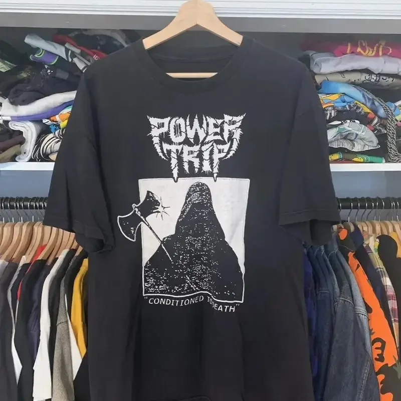 power trip conditioned to death metal short sleeve black color shirt KV31204