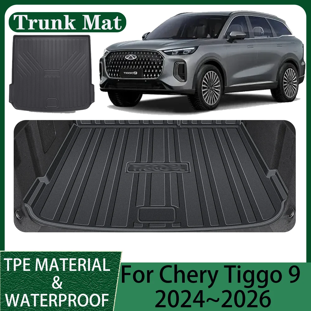 

For Chery Tiggo 9 2024~2026 2025 Car TPE Waterproof Trunk Mat Trunk Cover Anti-Scratch Protection Interior Accessories