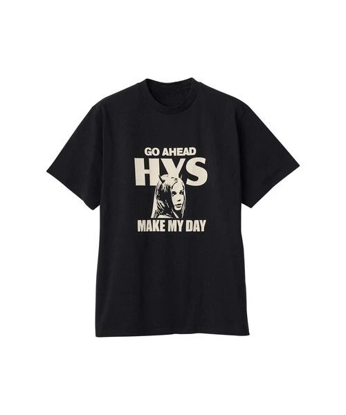 Family Matching T‑Shirt HYS Retro Devil Horn Girl Portrait Go Ahead Make My Day Front Print Streetwear Loose‑Fit Cotton Tee Tops