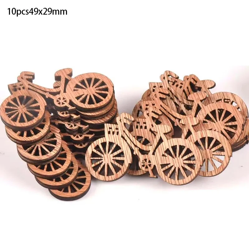 10pcs 49x29mm Brown Color Wood Slices Crafts For Handmade Scrapbooking Handicraft Wooden Ornament Sewing Accessories M1676