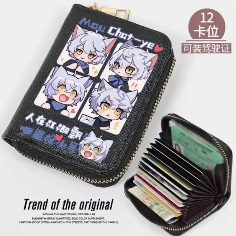 Mau chat-ye's drive loong carteira de moda juvenil bolsa pu cartão moeda zíper bolsa de dinheiro cosplay presente b2076 anime