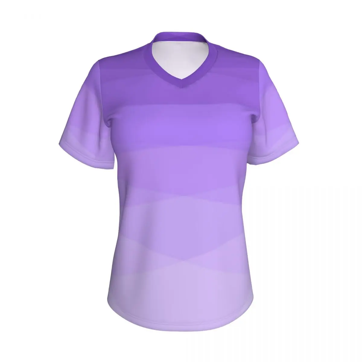 Ombre Polygonal T-Shirt Gradient Purple Y2K Modern T Shirts Female V Neck Basic Tshirt 2024 Summer Short Sleeves Custom Top Tees