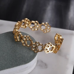 Cute and Sweet Animal Paw Print Design Stainless Steel Adjustable Size Cat and Dog Footprint Ring Suitable for Men Women Wearing