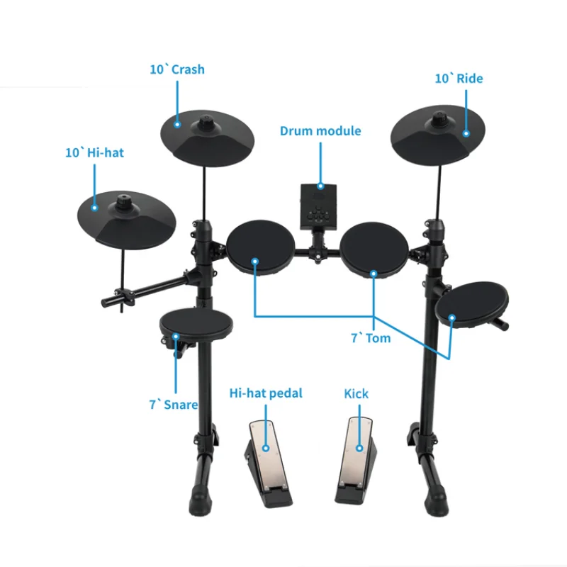 2023 Newest High Quality Simple Portable Drum Instrument Performance Percussion Instrument Electronic Drum Kit