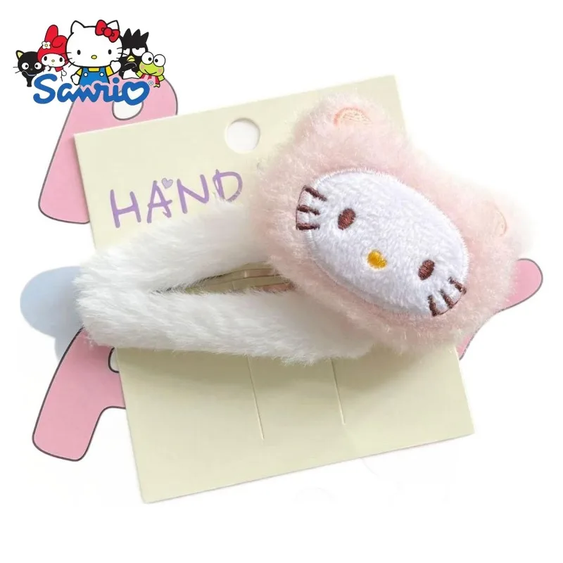 15-piece Pink Plush Hello Kitty Combination Japanese Girl KT Cat Cartoon Children's Hair Accessories Cute Side Hairpin Hair Rope image 6