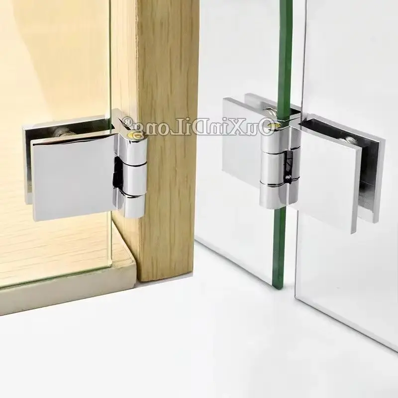 HOT 4PCS Brass Glass Cabinet Hinges Shopping Mall Jewelry Phone Display Wine Cabinet Door Hinges for 5~8mm Glass Clamps