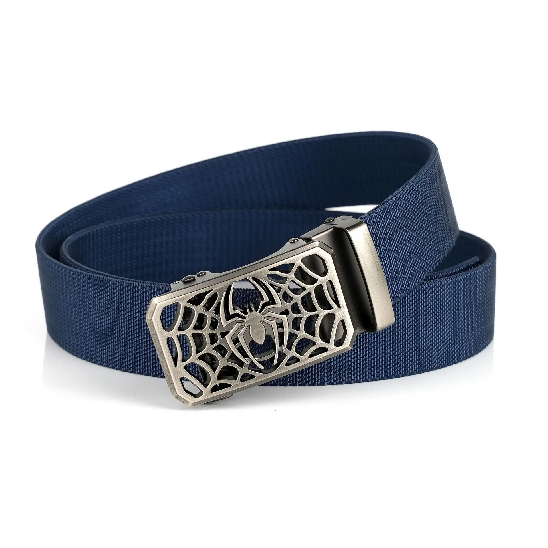 

Мужской эластичный парусиновый ремень, индивидуальная пряжка с узором паука, классическая деловая одежда, аксессуары, однотонный универсальный ремень