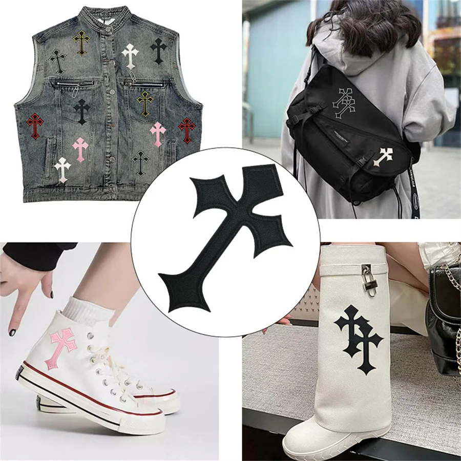 10 pcs Cross Design Medieval Gothic Sewing/Ironing On Patches, Decals On Clothes, Dresses, Hats,Jeans, Repair DIY Accessories