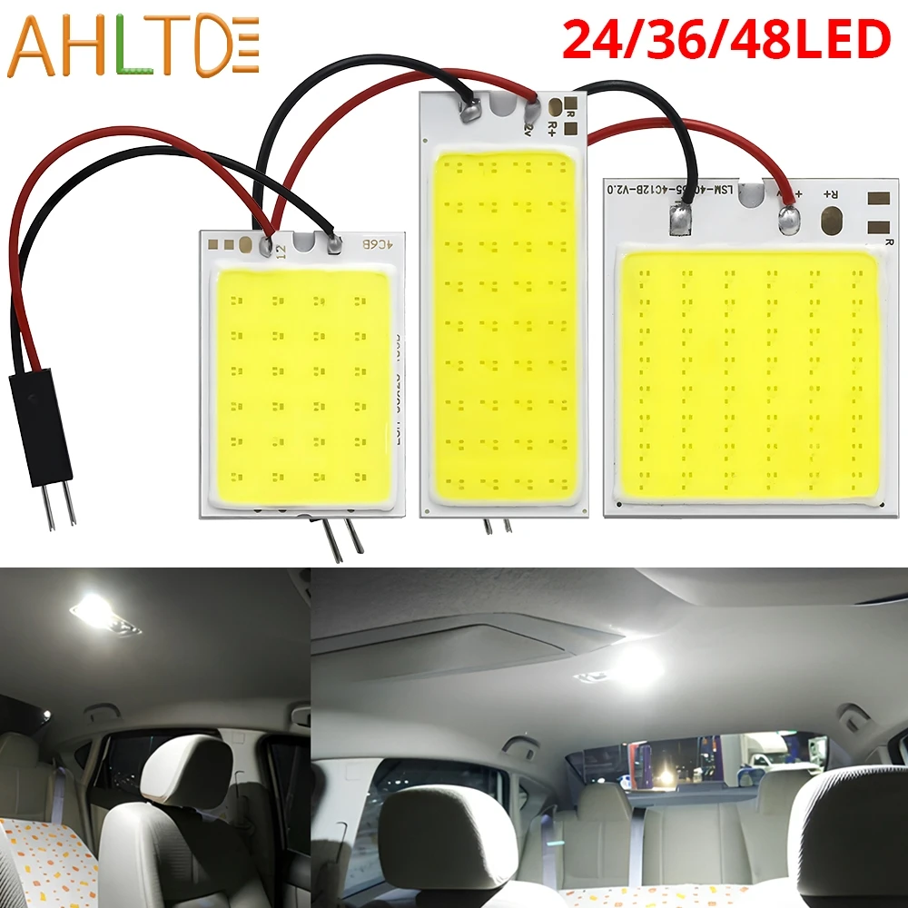 1X Auto Car Interior Reading Universal Accessories Led T10 BA9S COB W5W C5W 24/36/48Leds Options Lamps Ceiling Lights Dome Lamp