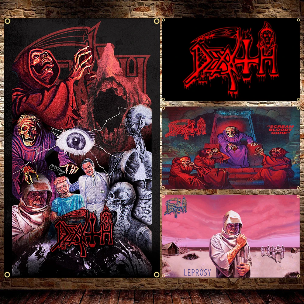 Death Metal Band Flag Polyester Printing Black Metal Band Banner For On Room Or Club Walls Tapestry Banner