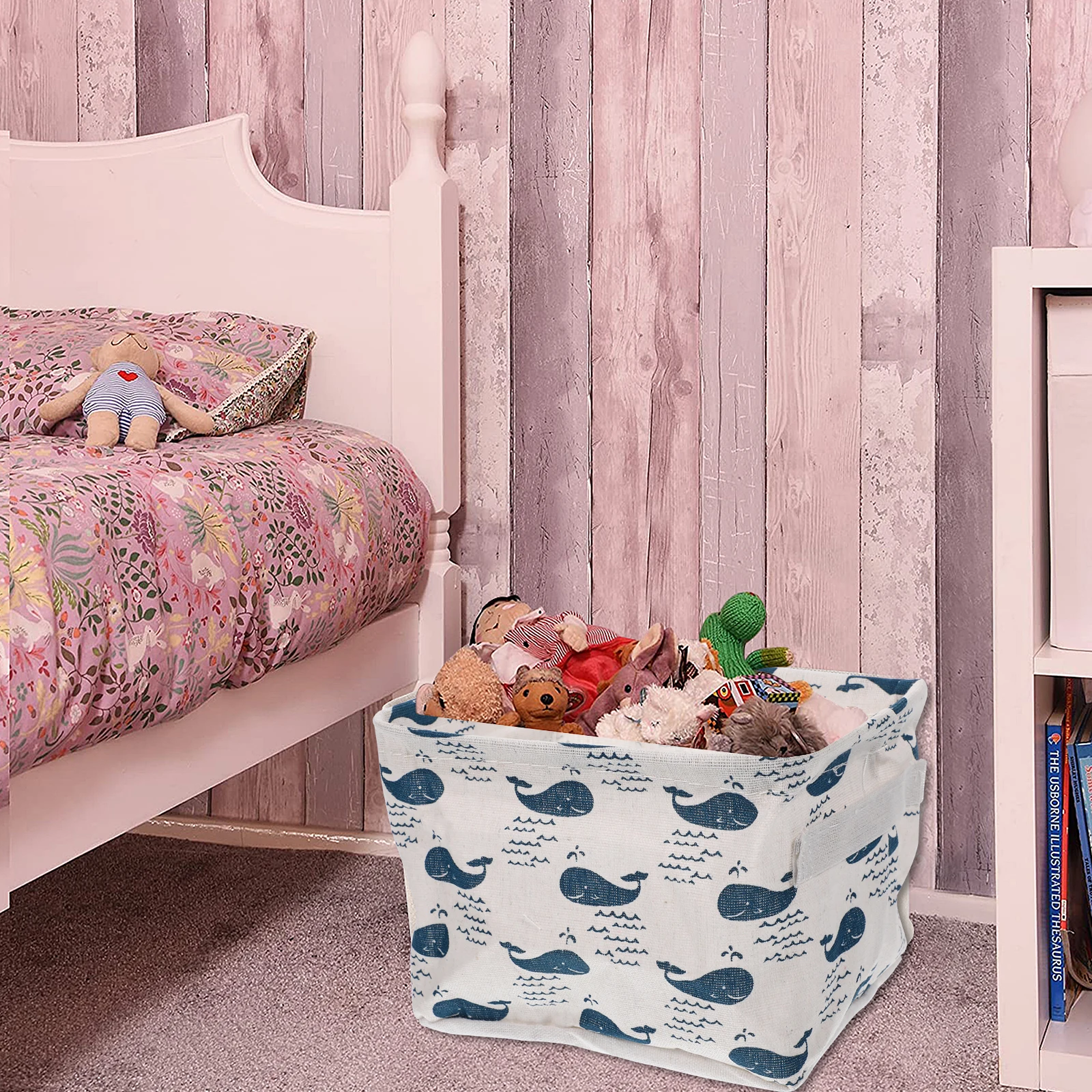 

3pcs Fabric Storage Basket Large Capacity Cotton Linen Waterproof Wear Resistant Foldable Bins Home Organization Tidy