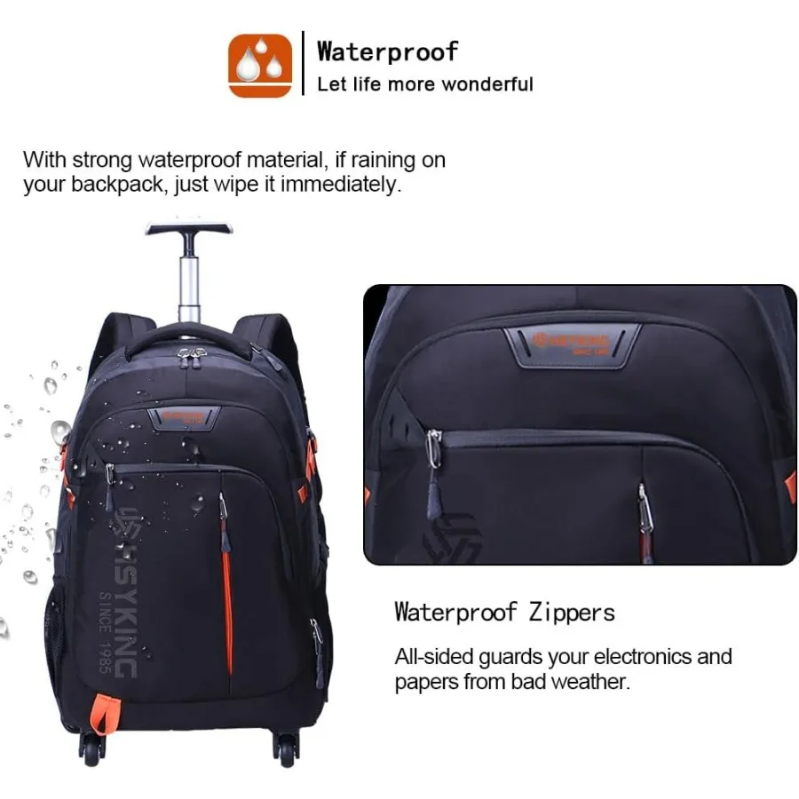 حقيبة ظهر للكمبيوتر المحمول مقاومة للماء مقاس 20 بوصة، حقيبة ظهر بعجلات لأشخاص الأعمال البالغين وركاب السفر