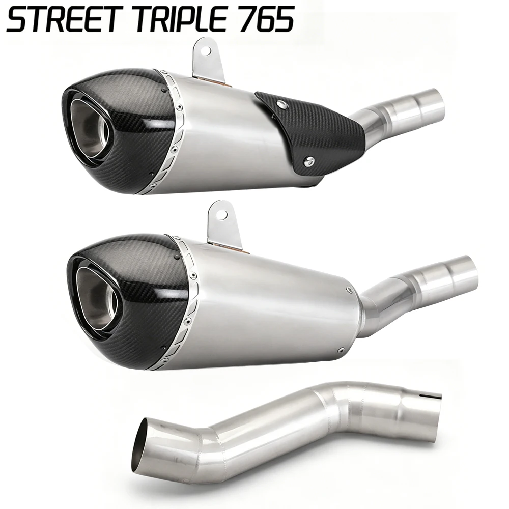 High Performance exhaust motorcycle Carbon Fiber Muffler For Street Triple 765 S R RS 2017 - 2022 Moto Exhaust Escape Project