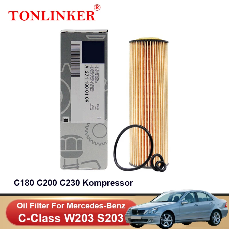 

TONLINKER Oil Filter A2711800109 For Mercedes Benz C Class W203 S203 2000-2007 C180 C200 C230 Kompressor Car Accessories Goods