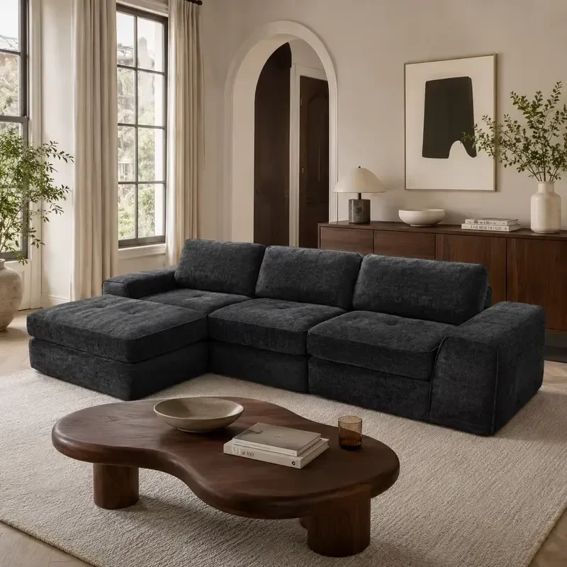 Stretch Sofa Cover for L Shaped Sectional Couch Washable Slipcover Compatible with Luxury Cloud Modular Sofa Bed Protector