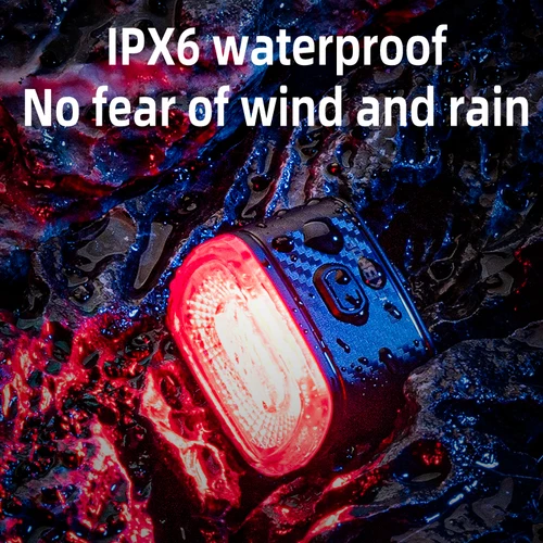 Imagen 2 del producto ROCKBROS-luz trasera inteligente para bicicleta, freno de parada automática IPX6, resistente al agua, carga tipo C, luz trasera para bicicleta, luces LED