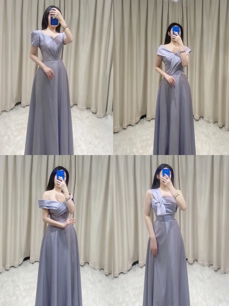 

Элегантное фиолетовое атласное платье для подружек невесты, модное, А-силуэт, роскошное, высококачественное свадебное платье от Xiangxi Orange, тренд весны 2025