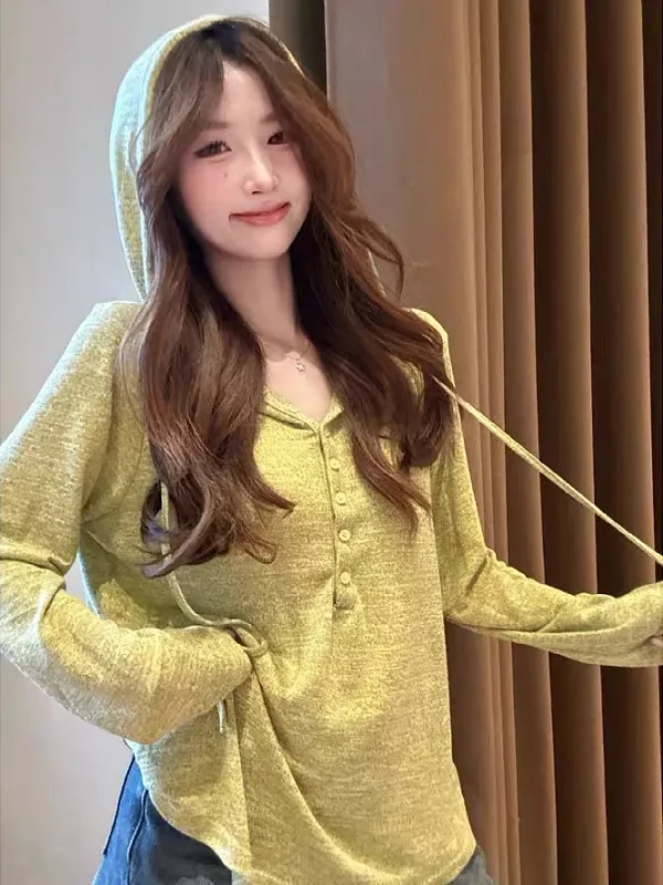 

Женская повседневная толстовка большого размера с капюшоном и длинными рукавами, свободного кроя, желтая, комфортная, дышащая, осенняя, для похудения