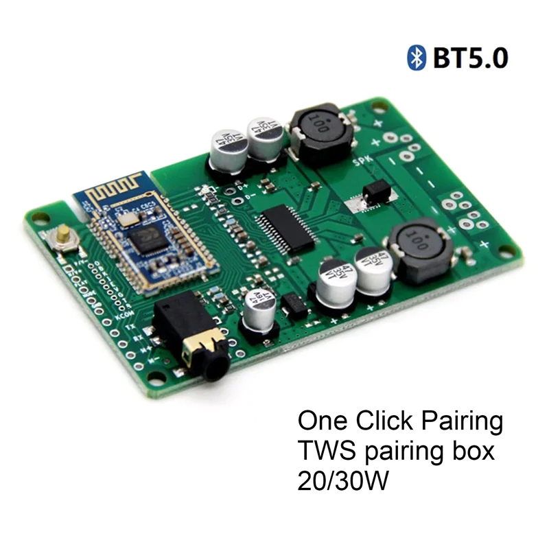 Bluetooth 5.0 Amplifier Board TWS AUX 20W/30W Serial Port to Change Name Mono Stereo Module Amplificador(No Call)