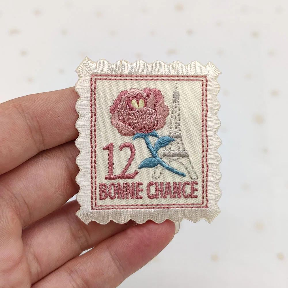 Stamp Plant Flower Embroidery patch Patches For Clothing Parches Ropa Termoadhesiv Para Iron On Bordados La Clothes Naszywki
