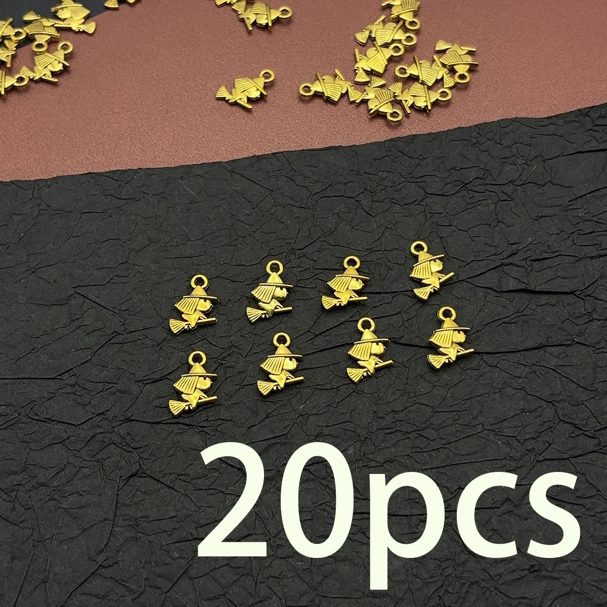 20 Pieces of Handmade Witch Riding a Broomstick Accessories, Vintage Niche Style, Suitable for DIY Bracelets, Necklaces, Earrings, and Handmade Beaded Decoration Accessories
