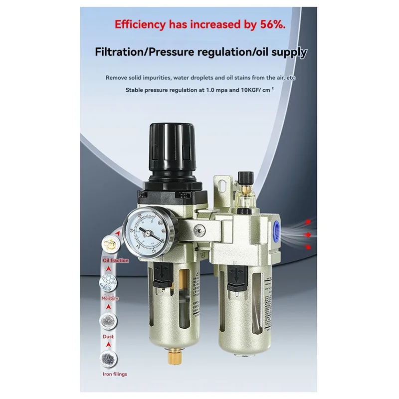 

A98E-Pressure Regulator Water Filter AC4010-04 Compressed Air Aluminum Alloy Pressure Gauge