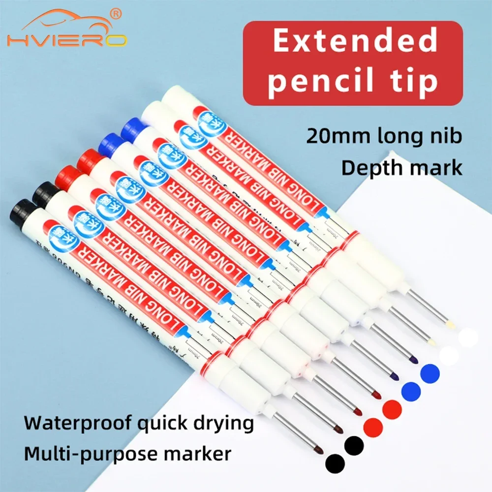 

1PCS Metal Perforating Pen Deep Hole 20mm Long Nib Head Markers Woodworking Waterproof Bathroom Living Room Multi Purposes Tools