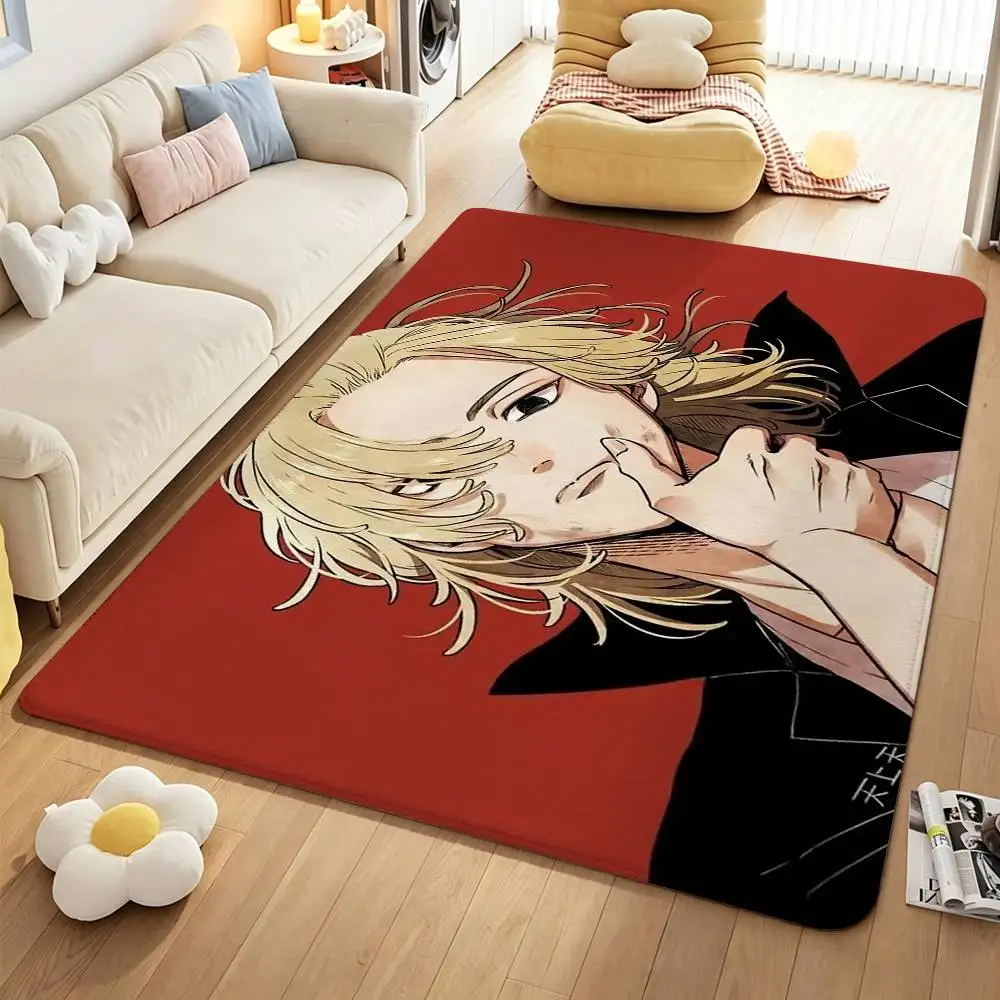 M-Manjiro S-Sano T-Tokyo-Revengers Anti‑Slip Floor Mat Short Plush Rug mat Soft Comfortable Machine Washable Home Decor