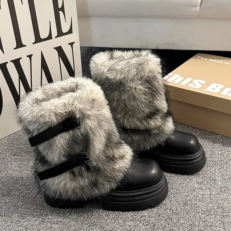 2025 Winter High-Top Schneestiefel mit dicker Sohle für Damen, gefüllt mit warmem Fleece, rutschfestem Fell und Baumwolle, Süße Kollektion