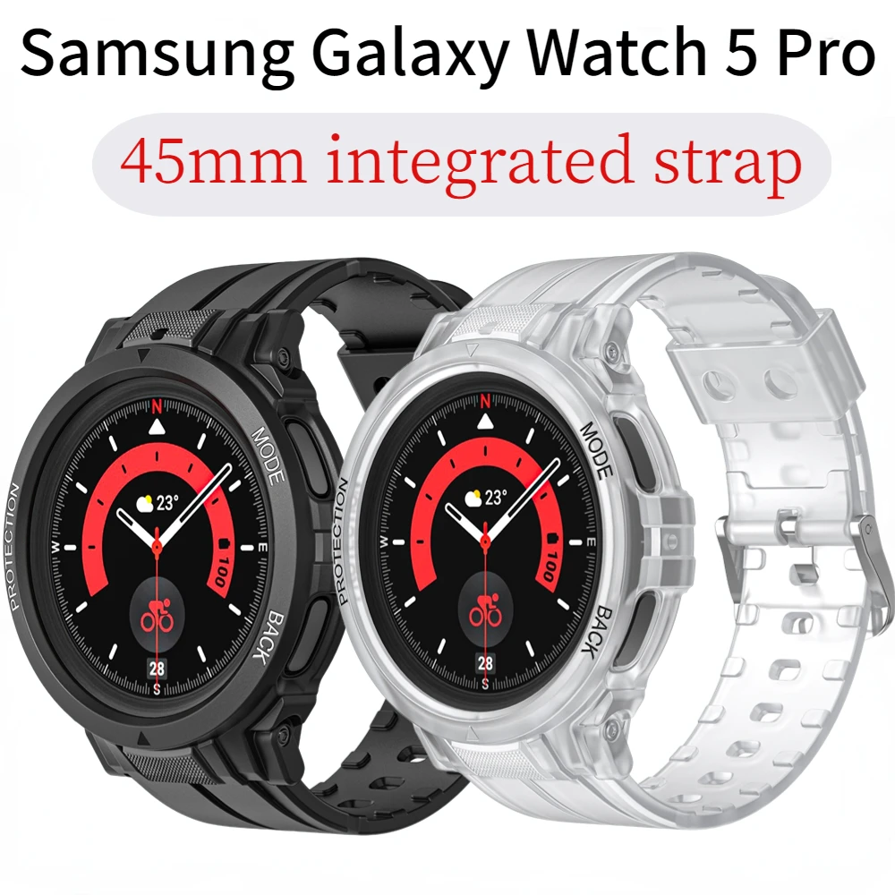 

Sports Integrated Strap for Samsung Galaxy Watch 5 Pro 45mm TPU Solid Color fall-proof Protective Shell Bracelet Wristband