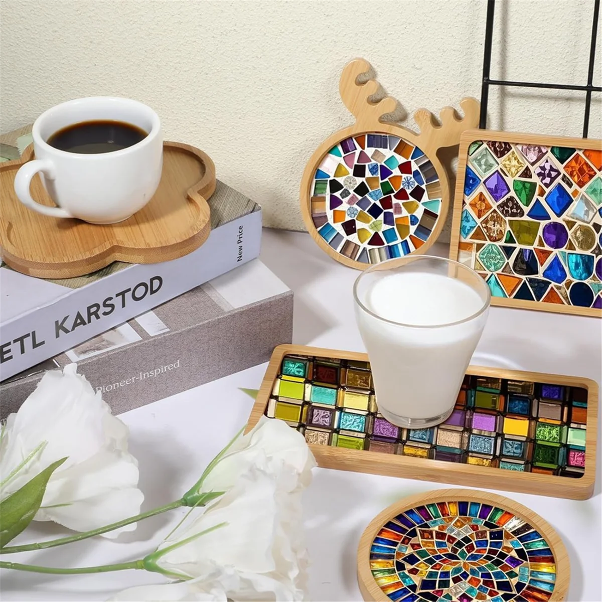 NEW 10pcs Wooden Mosaic Bases Mosaic Kits Various Shapes Mosaic Substrates for Mosaic Crafts DIY Mosaic Tiles Coaster Base