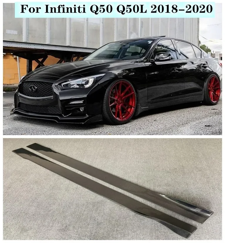 

High Quality 2Pcs/1Set Carbon Fiber Side Skirts Splitters Protector Fits For Infiniti Q50 Q50L 2018 2019 2020