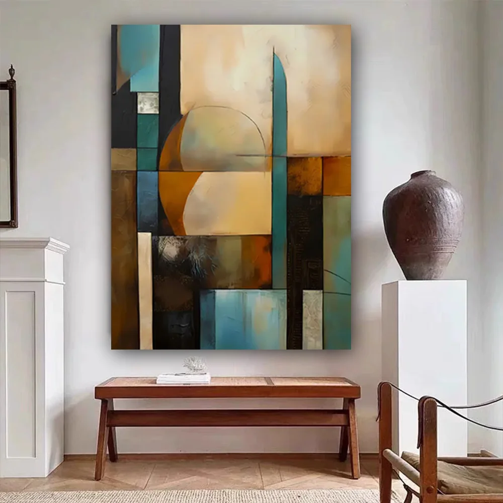 

100% hand drawn abstract block oil painting original wall painting home living room decoration paint interior aesthetics